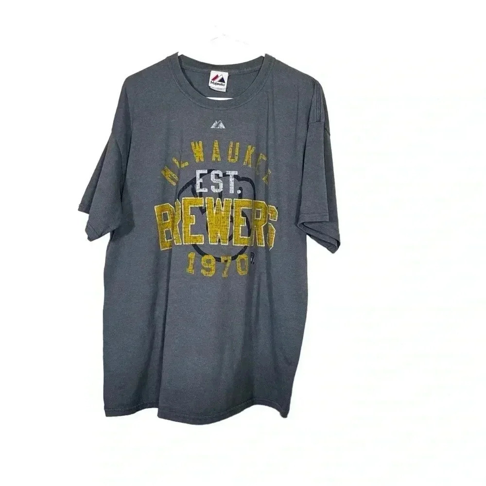 Milwaukee Brewers Mens T Shirt Size XL Top Short Sleeve Baseball MLB Blue